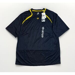 Adidas Mens Triple Threat Dark Navy Sun Athletic Short Sleeve Shirt Size XL